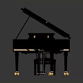 Elegant Black Grand Piano Furniture With Steinway Brand Transparent Legs And Golden Internal Frame