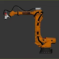 Orange Industrial Robotic Arm With Mechanical Structure And End Effector Tool 3d model