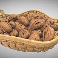 Woven Storage Basket Filled With Fresh Walnuts For Home Storage Use 3d model