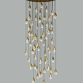 Modern Gold Chandelier with Multiple Transparent Teardrop Pendants for Elegant Interior Decoration
