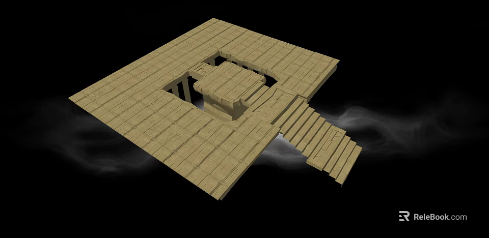Wooden Structure Platform With Square Design Steps And Plank Construction Details 3d model 