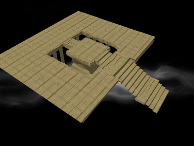 Wooden Structure Platform With Square Design Steps And Plank Construction Details 3d model