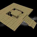 Wooden Structure Platform With Square Design Steps And Plank Construction Details