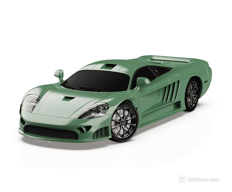 Green Sports Car With Sleek Aerodynamic Design And Modern Black Wheels 3d model 