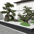 Modern Landscape Micro-terrain Landscape Stone Pine Tree Landscape 3d model