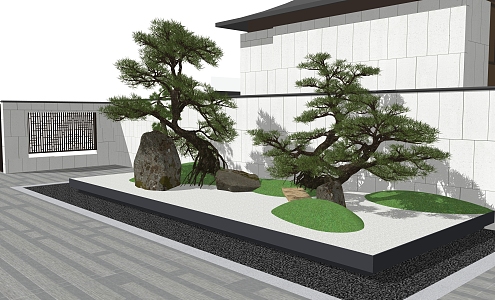 Modern Landscape Micro-terrain Landscape Stone Pine Tree Landscape 3d model