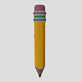 Yellow Pencil With Pink Eraser Cap Green Gray Bands And Sharpened Tip