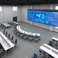 Console Office Table and Chair Combination Computer Workbench Luminous Console Command Technology Steel Middle Control Table Staff Table Station Conference Table Paperless Baking Paint Long Table Combination 3d model
