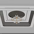 Elegant Ceiling Design Featuring Modern Chandelier And Decorative White Frames With Black Circular Panel 3d model