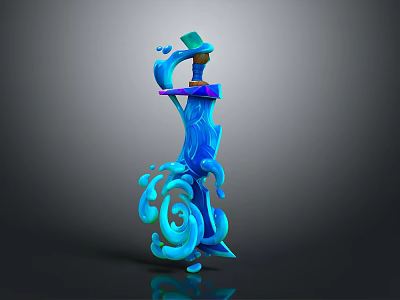 Artistic Blue Curved Sculpture Carving With Fantasy Flowing Shapes And Intricate 3D Details 3d model