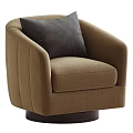 Modern Brown Single Chair With Dark Cushion Swivel Base Design