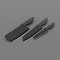 Modern Kitchen Knives Set With Black Handles And Sharp Blades For Cooking 3d model