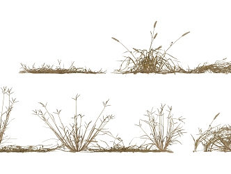 Modern grass autumn and winter withered grass 3d model