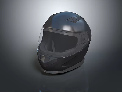 Black Modern Motorcycle Helmet With Clear Visor And Streamlined Design 3d model