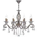 Elegant Classic Chandelier With Candle Shaped Bulbs And Crystal Pendants