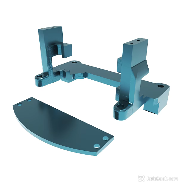 Blue Metal Mechanical Bracket Component With Holes And Connecting Structure 3d model 