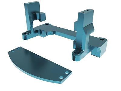 Blue Metal Mechanical Bracket Component With Holes And Connecting Structure 3d model