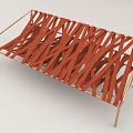 Modern Abstract Sofa With Copper Metal Frame And Artistic Woven Stripes Design 3d model