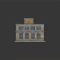 Brick Structure Residential Building With Green Area 51 Sign Wooden Garage Door And Multiple Windows