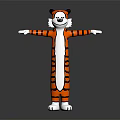 Cartoon Tiger Mascot Figure Standing With Open Arms Orange Black Stripes White Paws