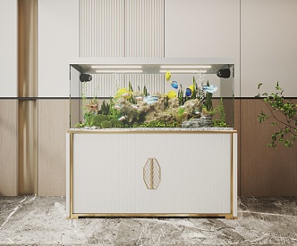 Light Luxury Side Cabinet Glass Fish Tank Aquarium Display Cabinet 3d model