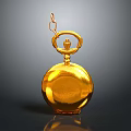 Gold Pocket Watch With Chain Link And Crown Decor Shiny Smooth Surface Against Dark Background
