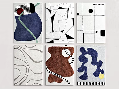Decorative Square Rugs With Abstract Patterns Various Colors And Geometric Designs 3d model