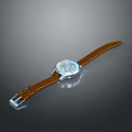 Luxury Wrist Watch With Brown Leather Strap And Silver Crystal Dial