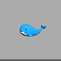 Adorable Cartoon Blue Whale with Open Mouth Black Eyes and White Belly