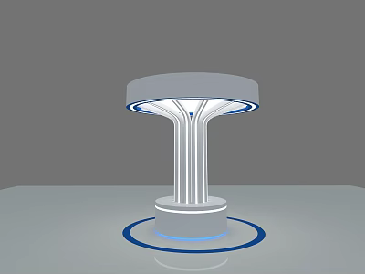 Sleek Modern Illuminated Pillar With Circular Top Blue Base Ring And Multiple Columns 3d model