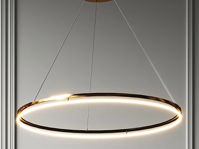 Minimalist Modern Chandelier With Circular Illuminated Ring And Metal Finish 3d model
