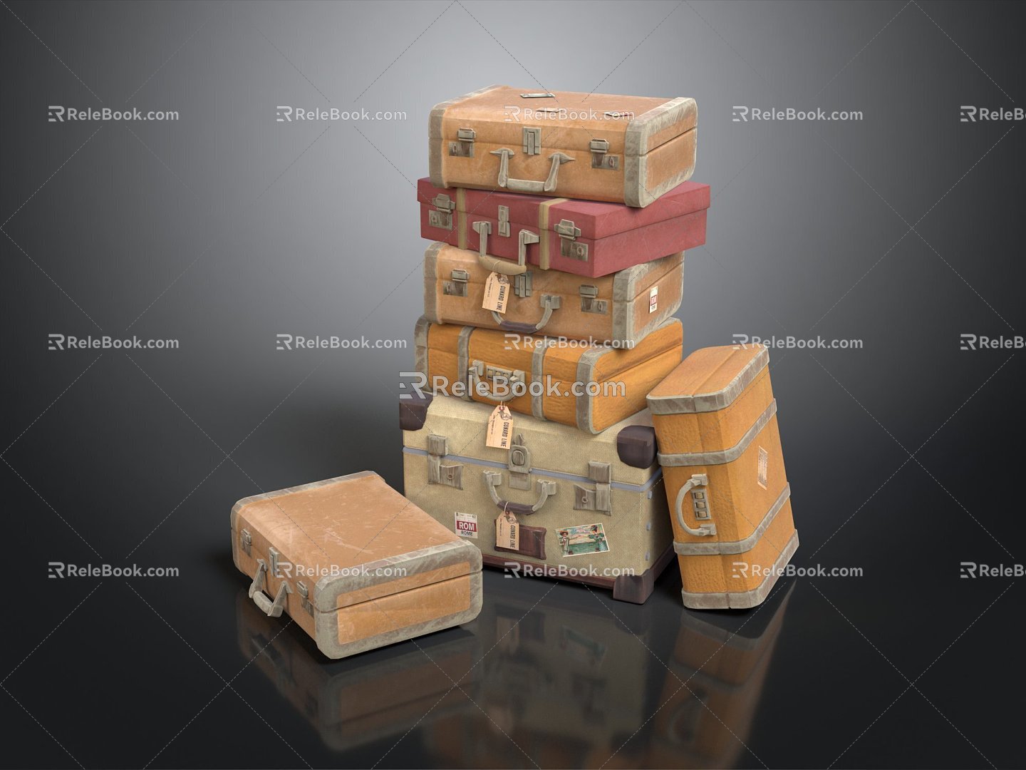 Luggage Suitcase Portable Luggage Suitcase Luggage Bag Salute Car Hotel Luggage Cart 3d model