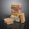 Stacked Vintage Suitcases In Different Colors With Classic Travel Luggage Design