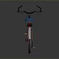 Red Bicycle Featuring Blue Seat Silver Wheels Handlebars and Rear Rack 3d model