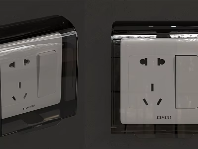 Siemens Wall Mounted Socket And Switch With Transparent Protective Cover Design 3d model