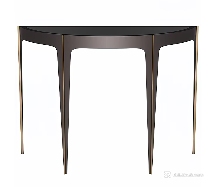 Elegant Modern Black Console Table with Gold Accents and Slim Legs Design 3d model 
