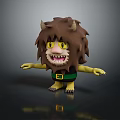 Furry Game Anime Character 3D Model With Brown Fur Yellow Eyes Horns And Claws