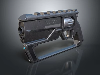 Advanced Futuristic Black Pistol With Tactical Rails Blue Indicator Light And Modern Design 3d model