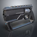 Advanced Futuristic Black Pistol With Tactical Rails Blue Indicator Light And Modern Design