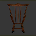 Traditional Wooden Rocking Chair with Spindle Back Curved Armrests and Arched Legs