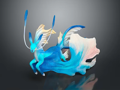 Game and Movie Mythical Creature Character with Blue and White Flowing Mane and Tail 3d model