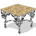 Elegant Classic Coffee Table With Marble Top And Intricate Metal Legs