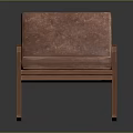 Brown Leather Leisure Chair With Wooden Frame And Classic Rocking Design