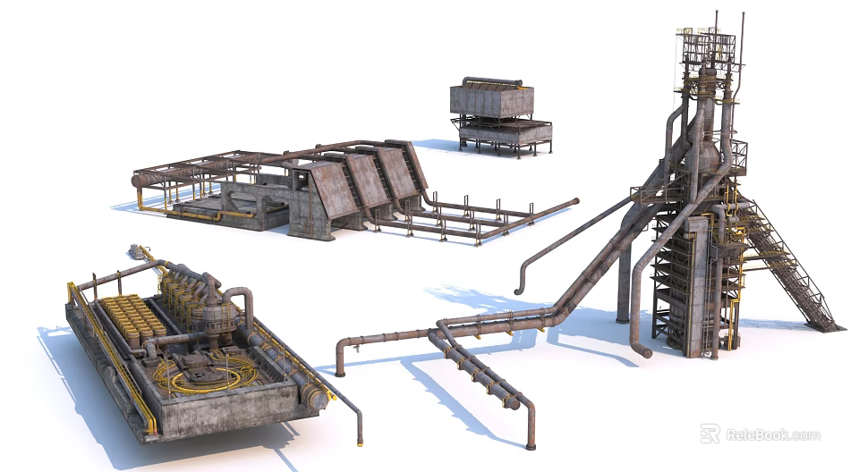 Industrial Equipment Featuring Large Tanks Piping Systems And Metal Structures 3d model 