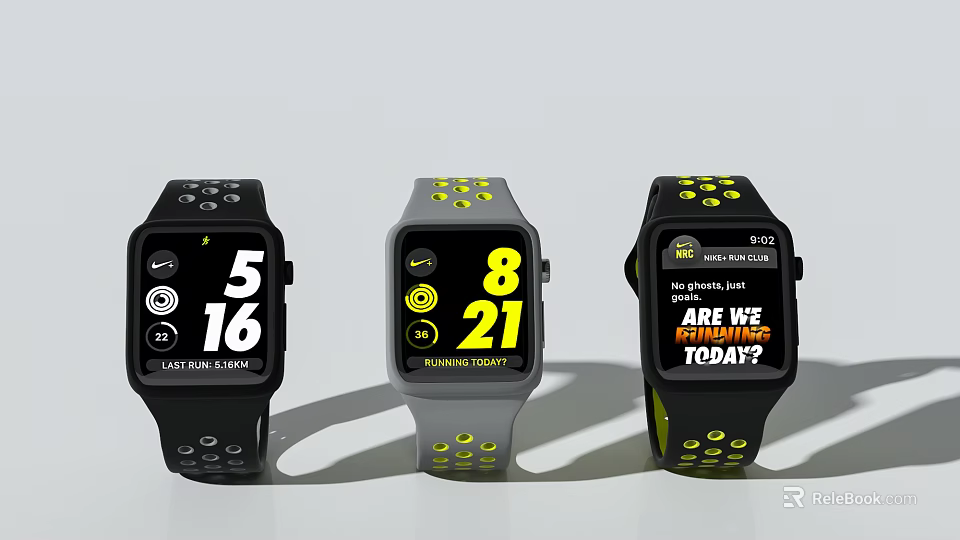 Modern Smart Watches With Digital Display Black Gray Straps And Fitness Features 3d model 