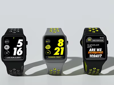 Modern Smart Watches With Digital Display Black Gray Straps And Fitness Features 3d model