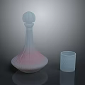 Household Pink Gradient Glass Bottle With Textured Lid And White Diamond Pattern Cup