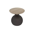 Round Wooden Dining Table With Light Top And Dark Brown Spherical Base 3d model