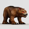 Tech Exhibition Hall Featuring 3D Brown Bear Model With Red Eyes And Sharp Claws 3d model