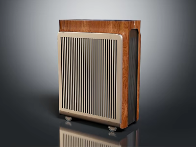 Modern Household Appliance With Wooden Design And Metal Grille On Wheels 3d model